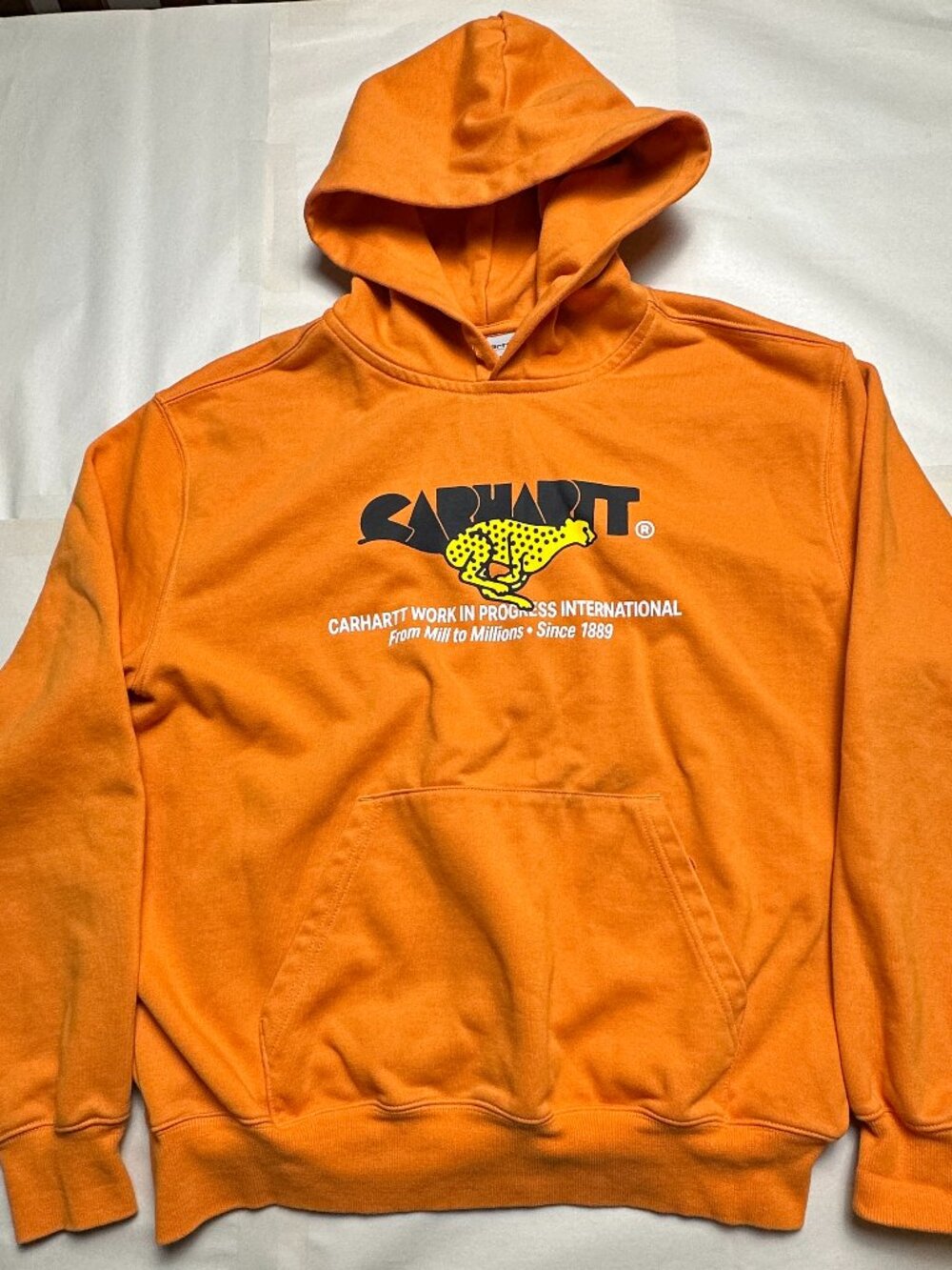 Carhartt WIP Runner Hoodie Orange Hokkaido Cheetah Graphic Pullover Streetwear
